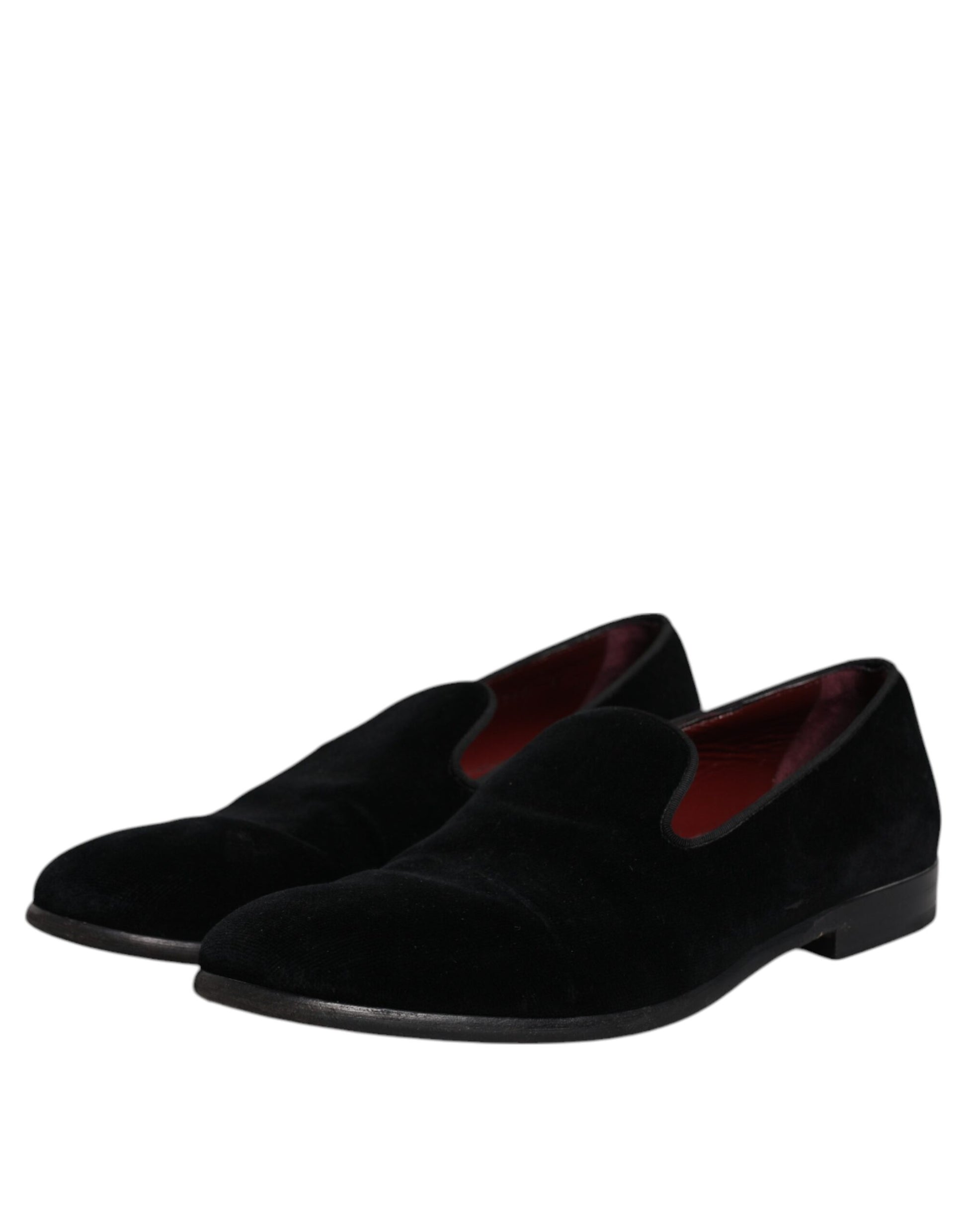 Dolce &amp; Gabbana Schwarze Samt-Loafer, formelle Herrenschuhe