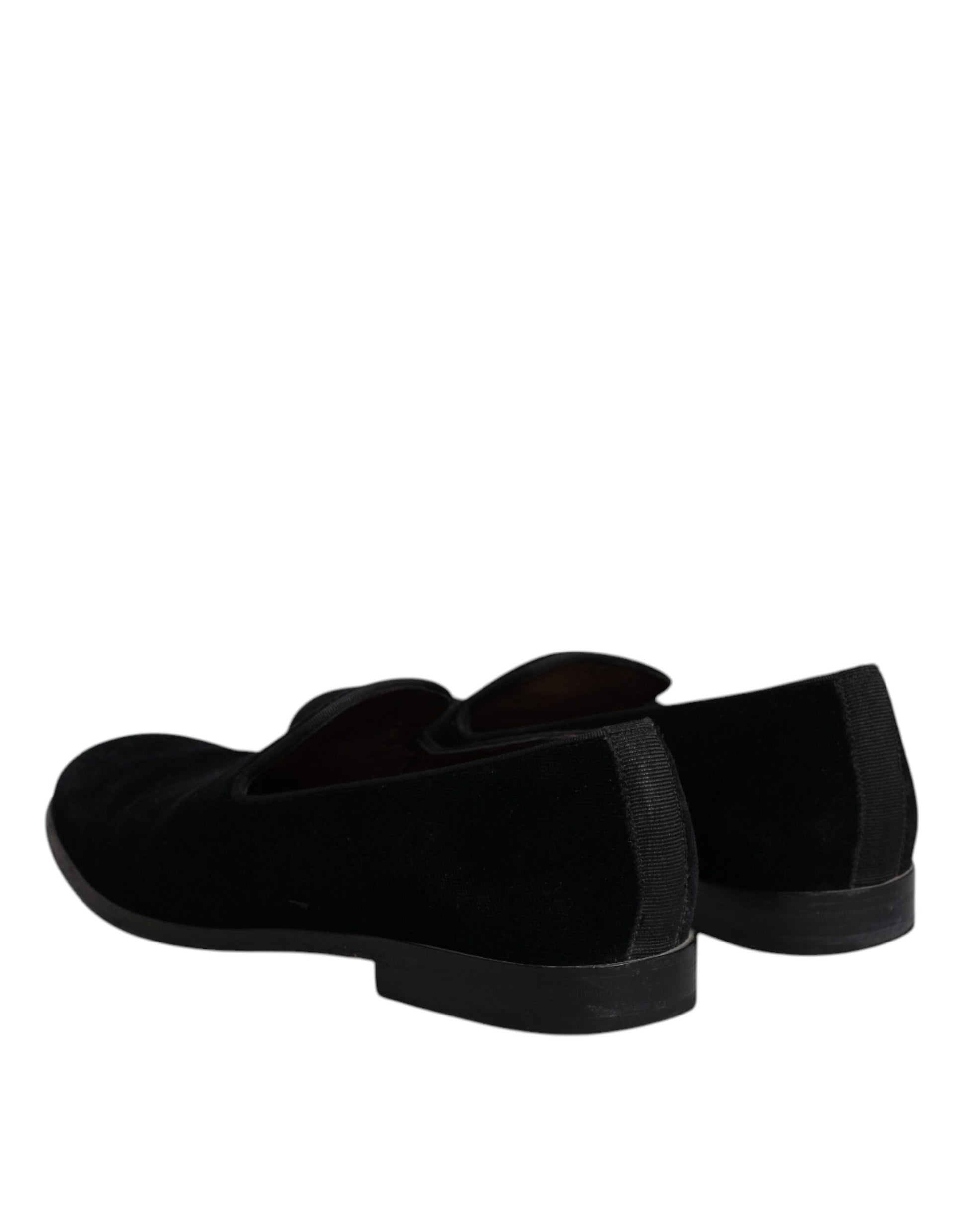 Dolce &amp; Gabbana Schwarze Samt-Loafer, formelle Herrenschuhe
