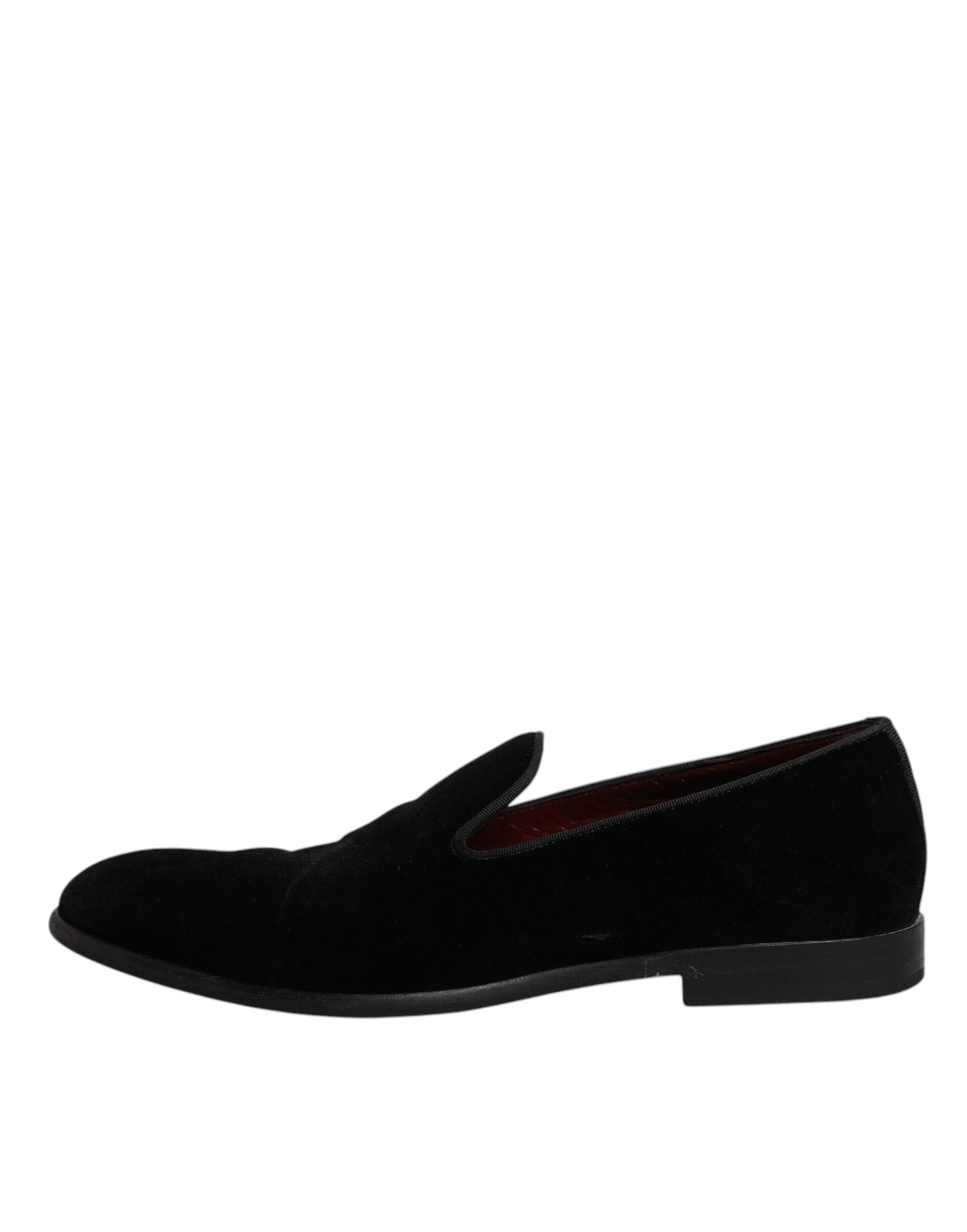 Dolce &amp; Gabbana Schwarze Samt-Loafer, formelle Herrenschuhe