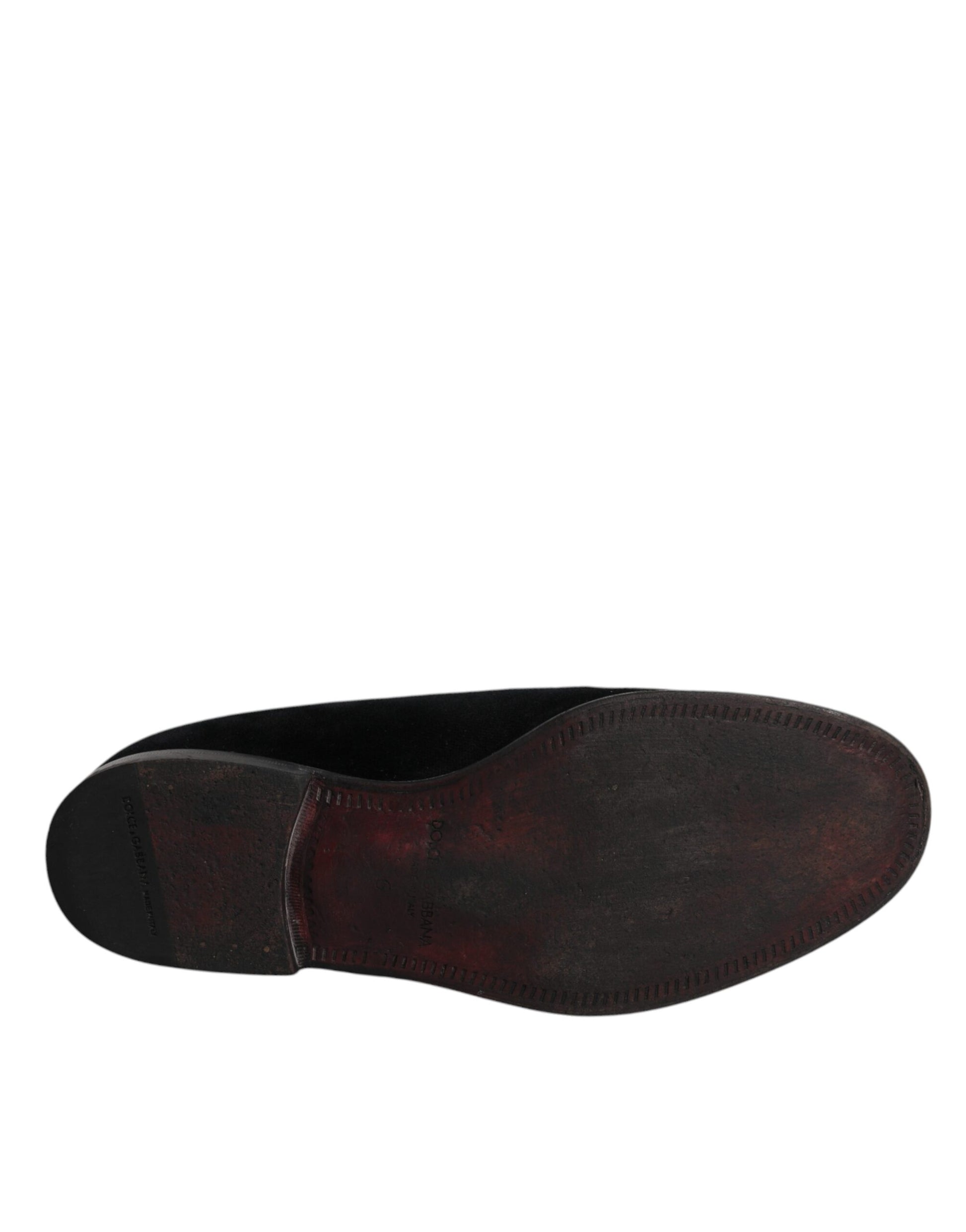 Dolce &amp; Gabbana Schwarze Samt-Loafer, formelle Herrenschuhe