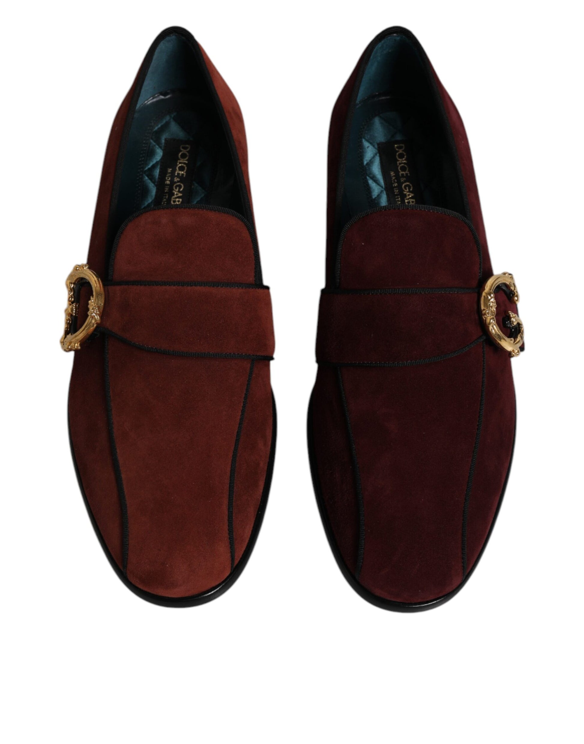 Dolce &amp; Gabbana Bordeaux Wildleder Loafer Formelle Herren Abendschuhe