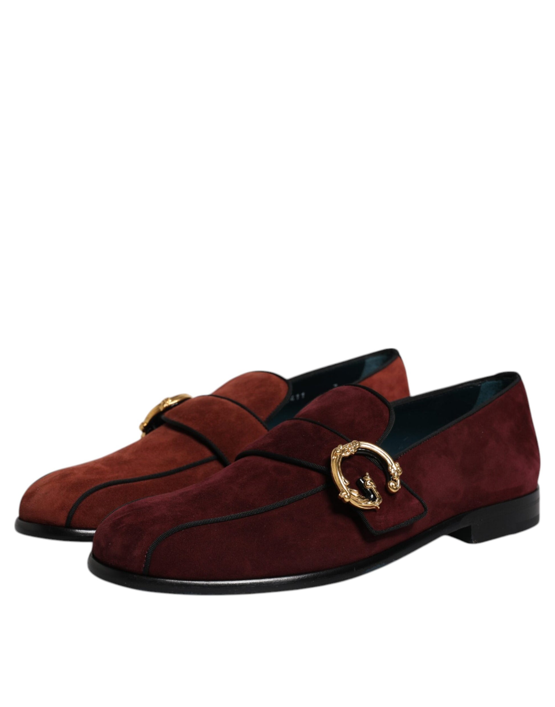 Dolce &amp; Gabbana Bordeaux Wildleder Loafer Formelle Herren Abendschuhe