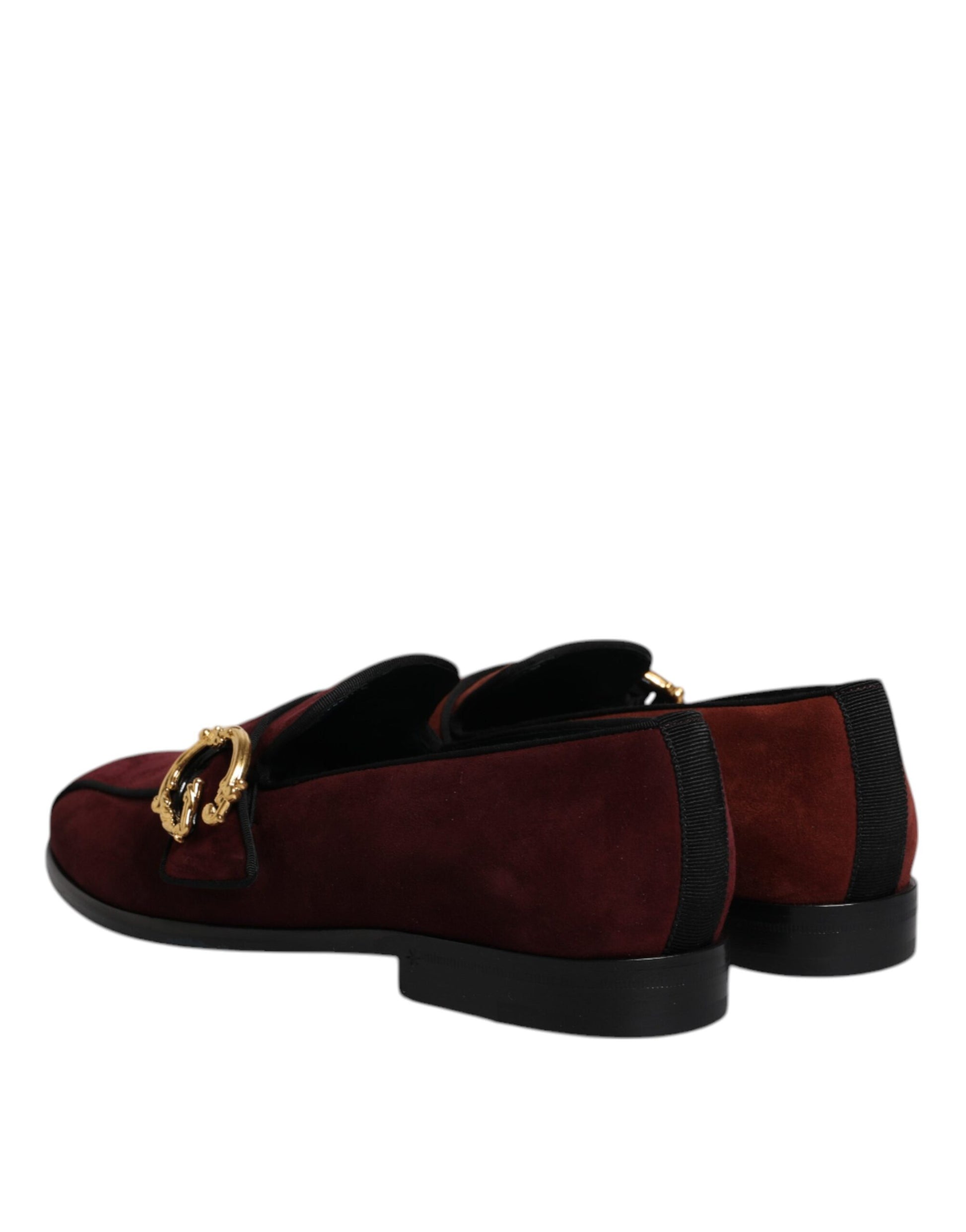 Dolce &amp; Gabbana Bordeaux Wildleder Loafer Formelle Herren Abendschuhe