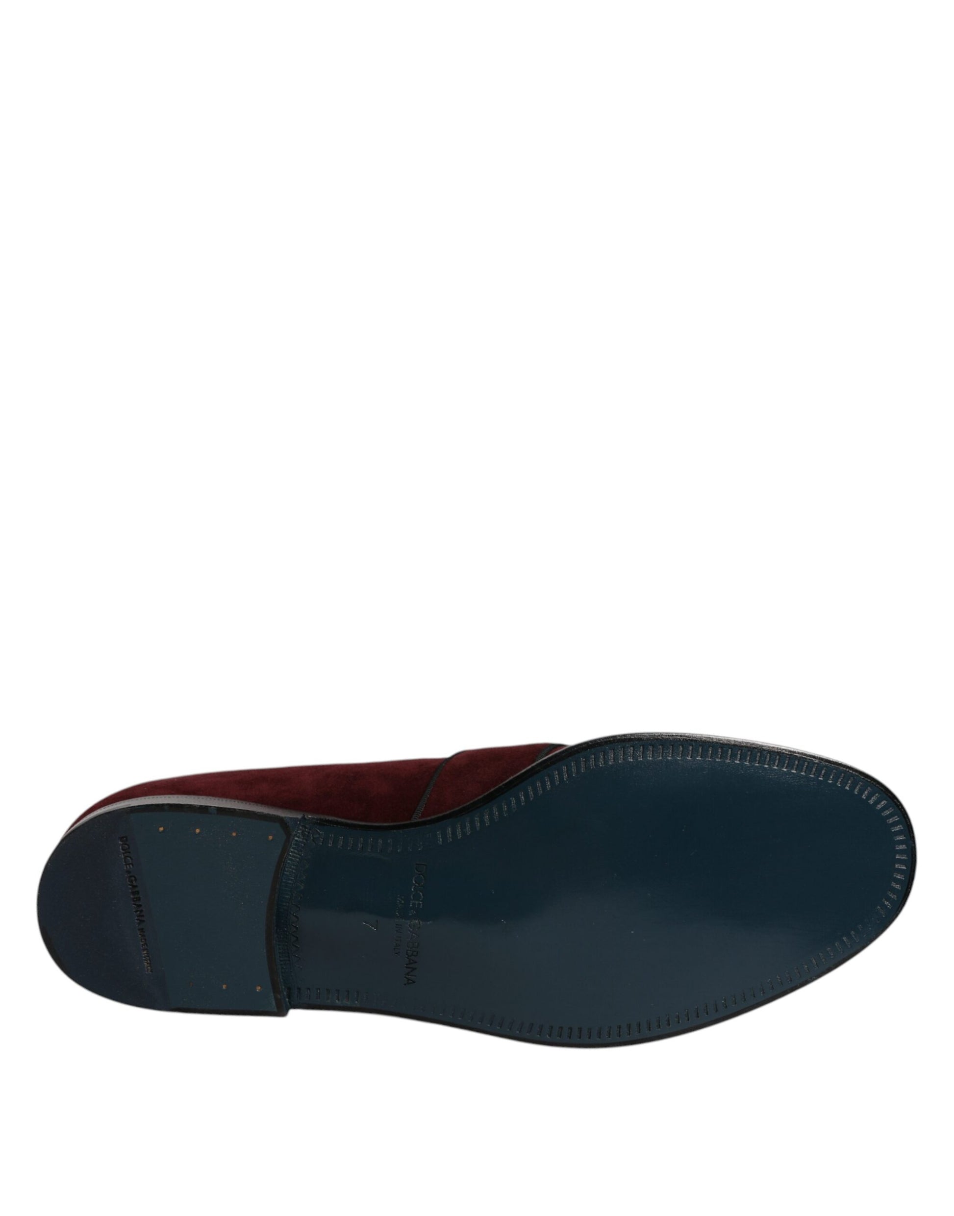 Dolce &amp; Gabbana Bordeaux Wildleder Loafer Formelle Herren Abendschuhe