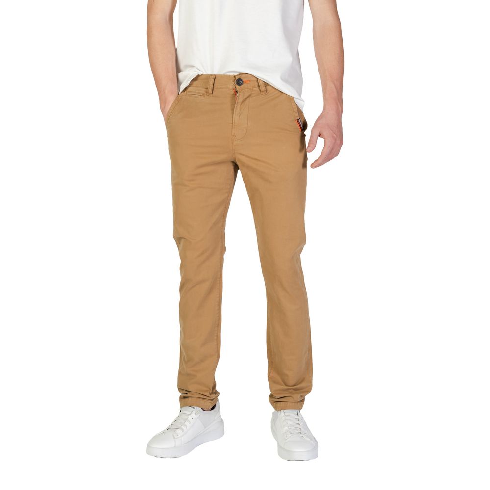 Superdry – Enge Hose aus beigefarbener Baumwolle