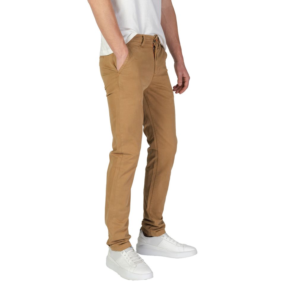 Superdry – Enge Hose aus beigefarbener Baumwolle