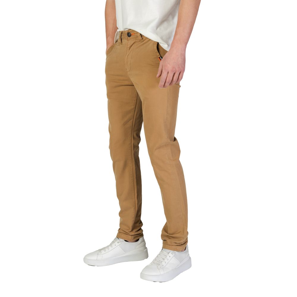 Superdry – Enge Hose aus beigefarbener Baumwolle