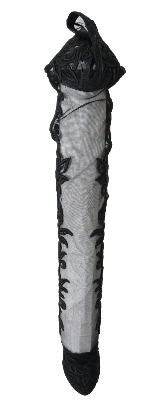 Dolce &amp; Gabbana Overknee-Stiefel mit Blumenstickerei