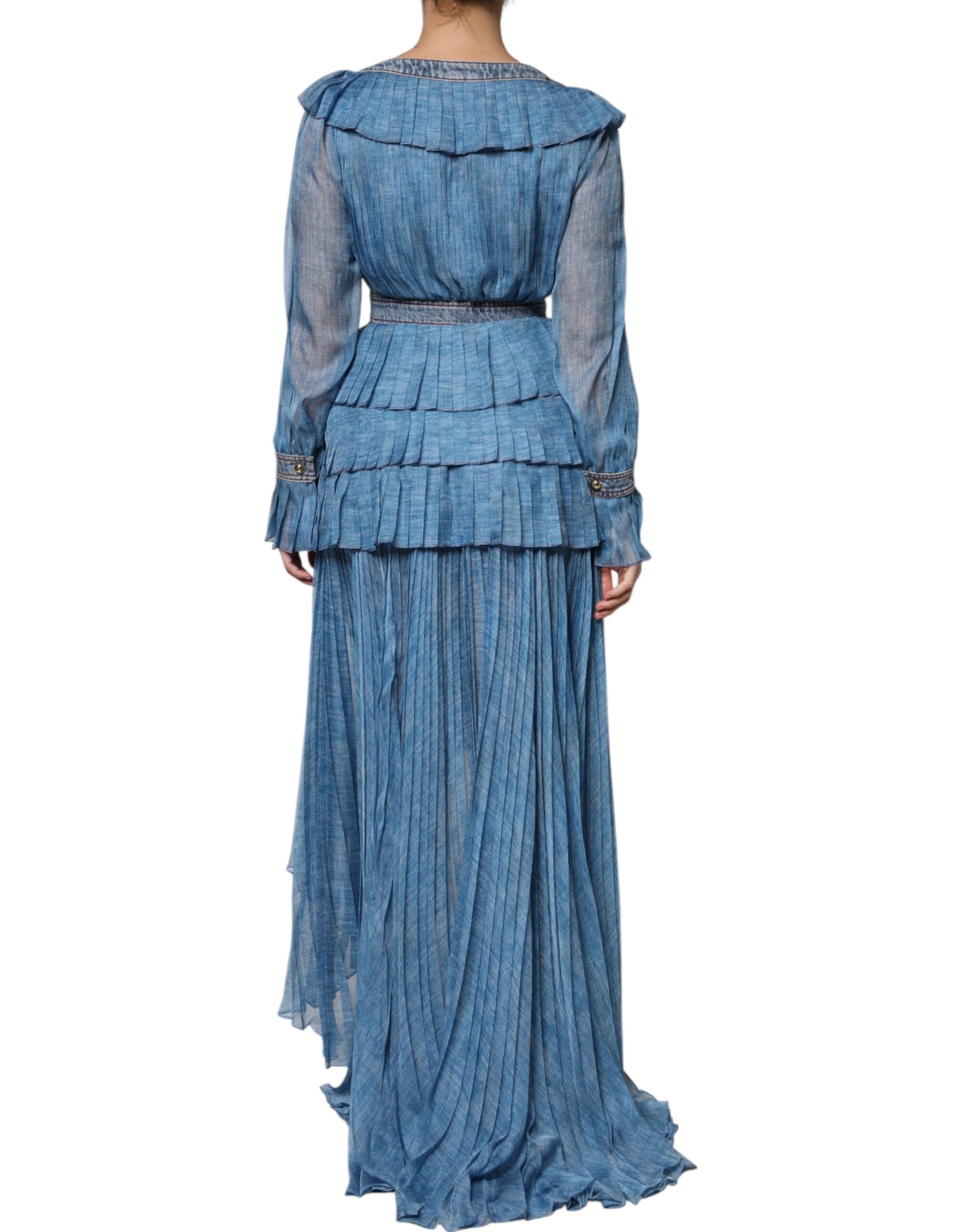 Philosophy – Blaues, langärmliges Lagenkleid
