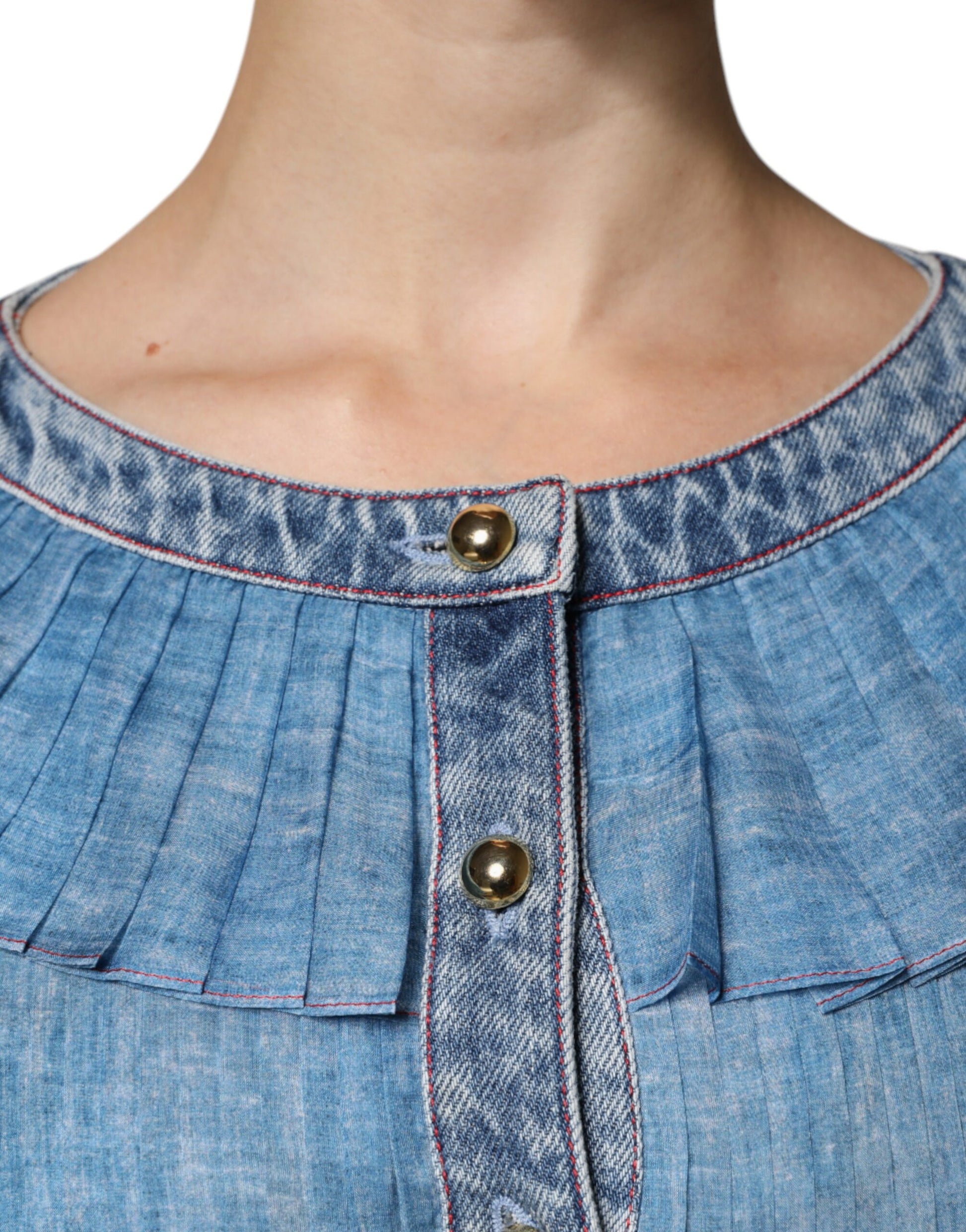 Philosophy – Blaues, langärmliges Lagenkleid