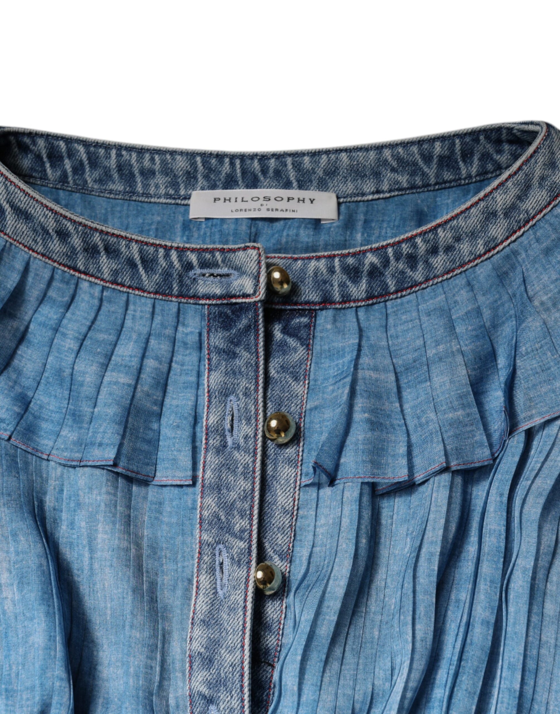 Philosophy – Blaues, langärmliges Lagenkleid