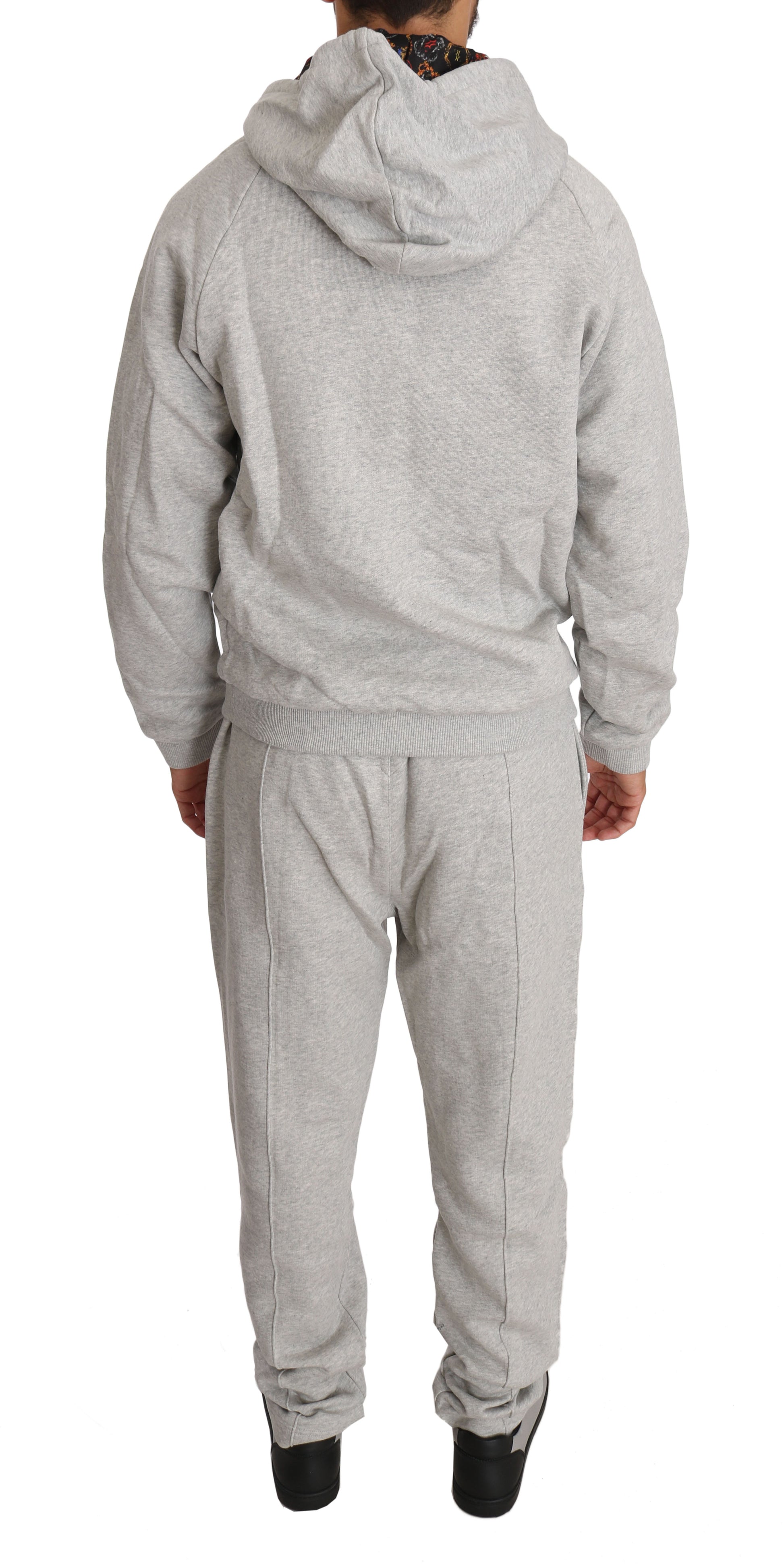 Billionaire Italian Couture – Elegantes graues Trainingsanzug-Ensemble mit Kapuze