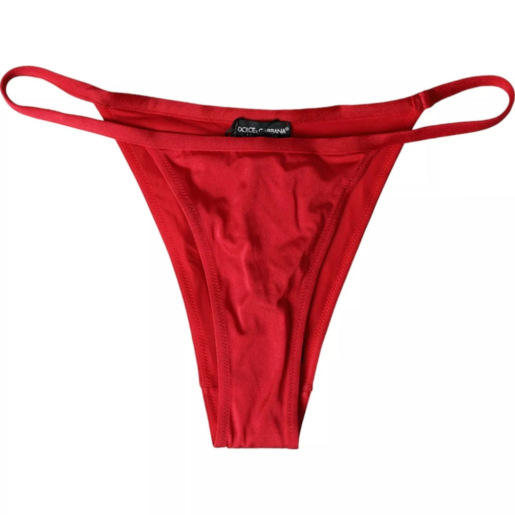 Dolce &amp; Gabbana Roter Nylon Stretch Beachwear Bademode Unterteil Bikini