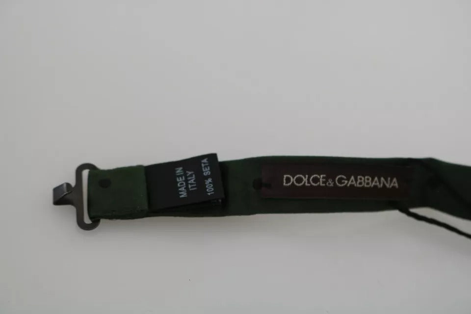 Dolce &amp; Gabbana – Verstellbare Fliege aus grün gepunkteter Seide