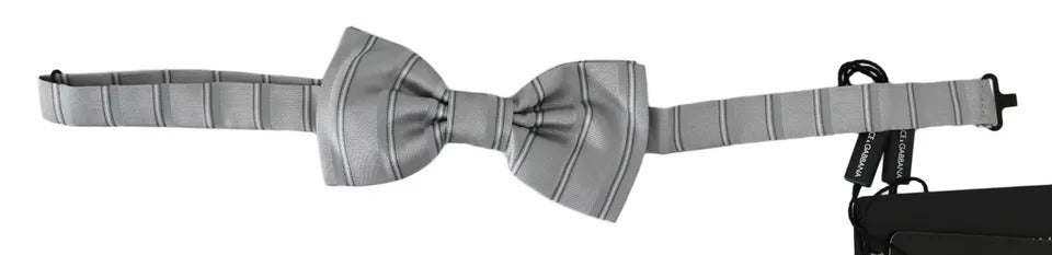 Dolce &amp; Gabbana – Fliege mit Schmetterlingsmotiv und verstellbarem Halsausschnitt, hellgraues Futter