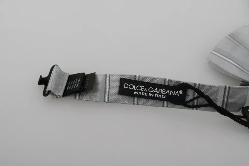 Dolce &amp; Gabbana – Fliege mit Schmetterlingsmotiv und verstellbarem Halsausschnitt, hellgraues Futter
