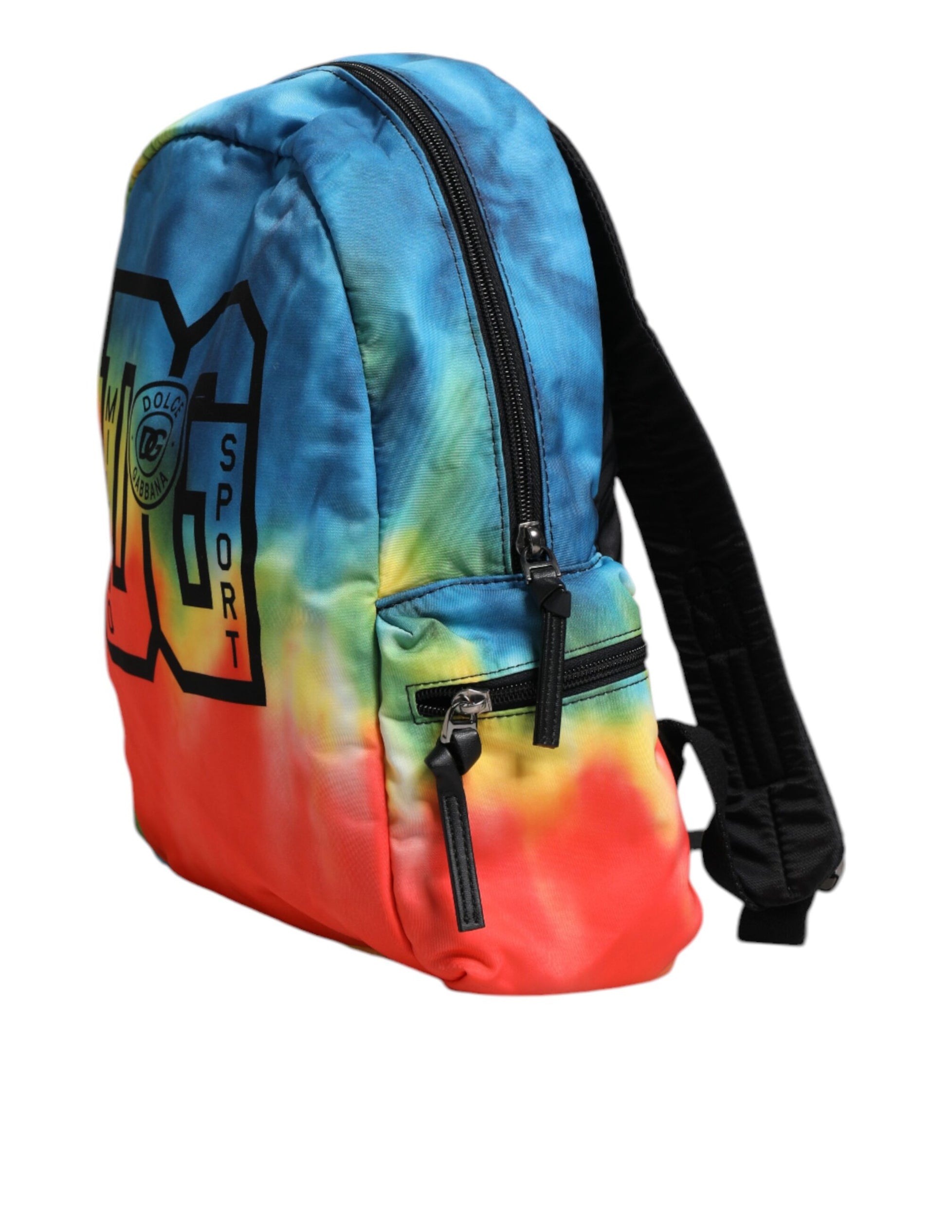 Dolce &amp; Gabbana – Mehrfarbiger Rucksack aus Nylon mit Batikmuster und Logo-Print für Kinder
