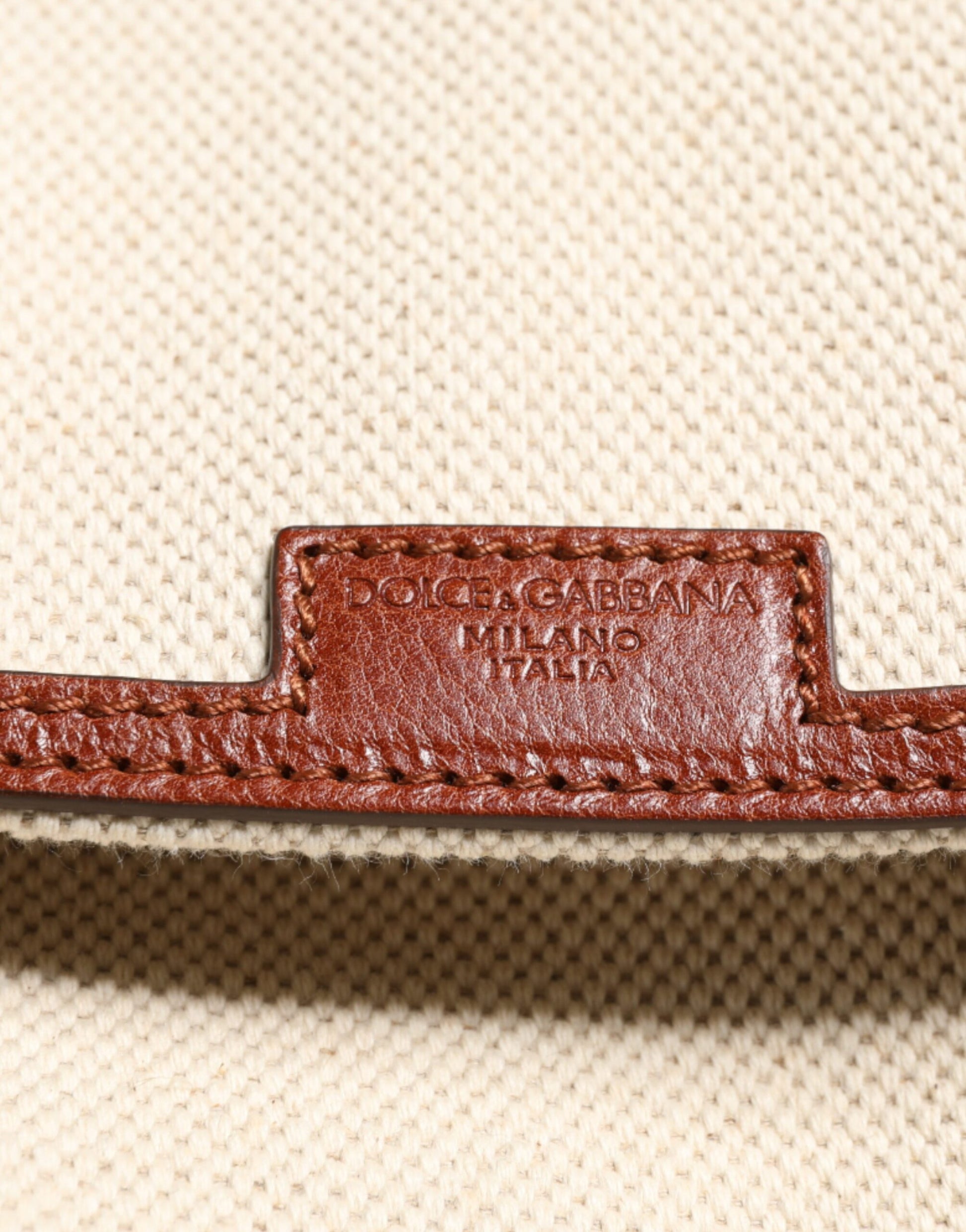 Dolce &amp; Gabbana Reiserucksack aus beige-braunem Canvas-Leder
