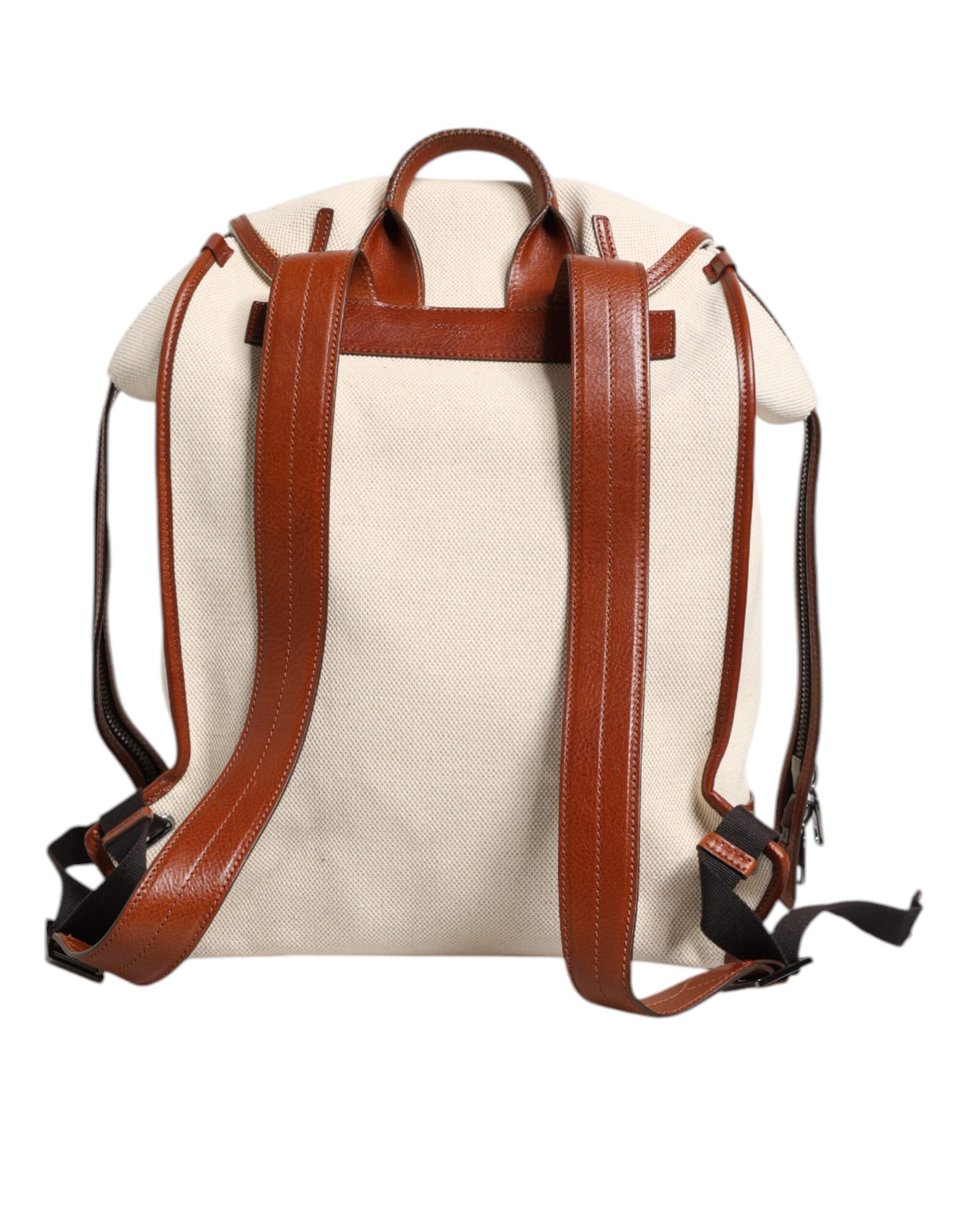 Dolce &amp; Gabbana Reiserucksack aus beige-braunem Canvas-Leder