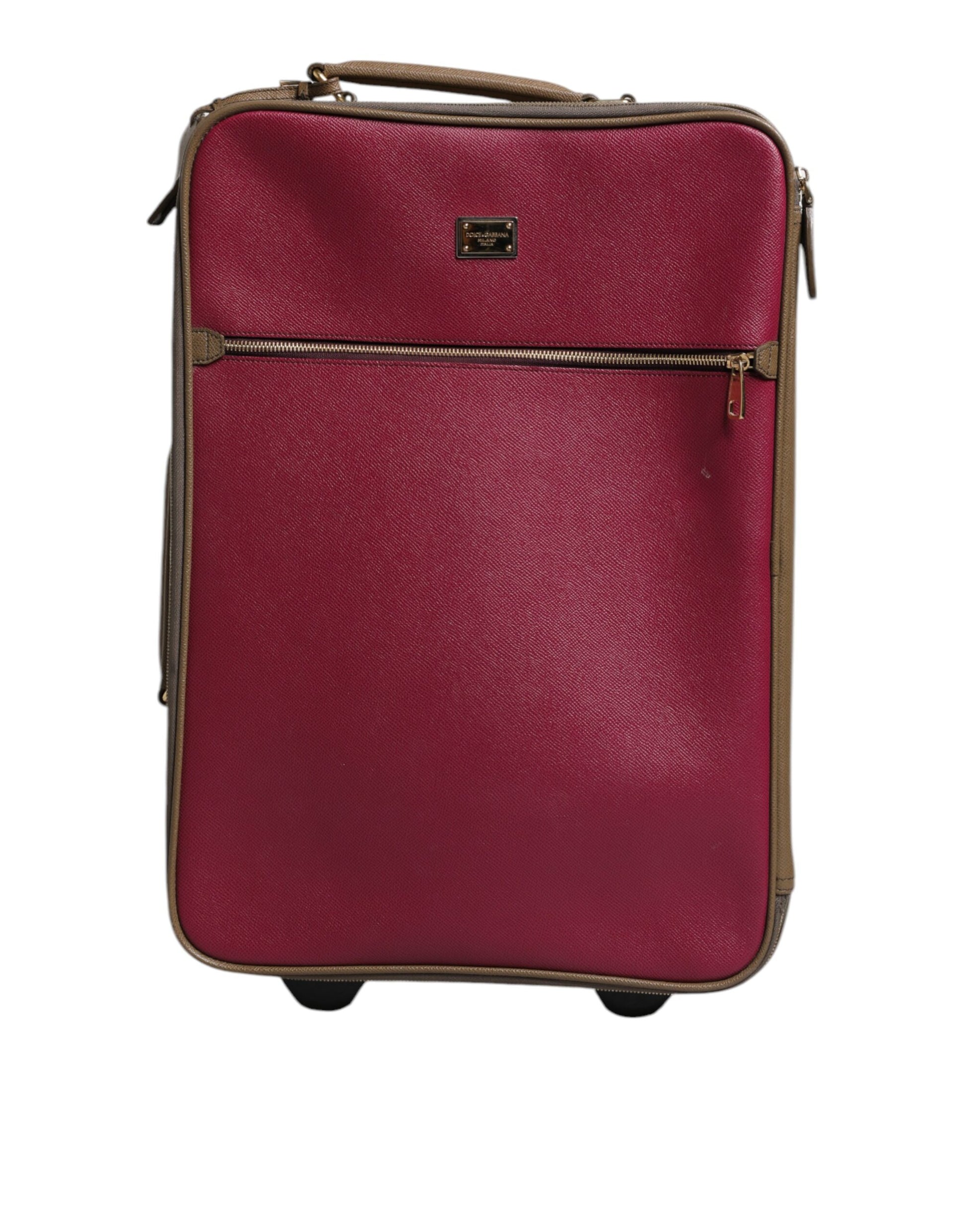 Dolce &amp; Gabbana Fuchsia Khaki Leder Trolley Reisetasche mit Rädern