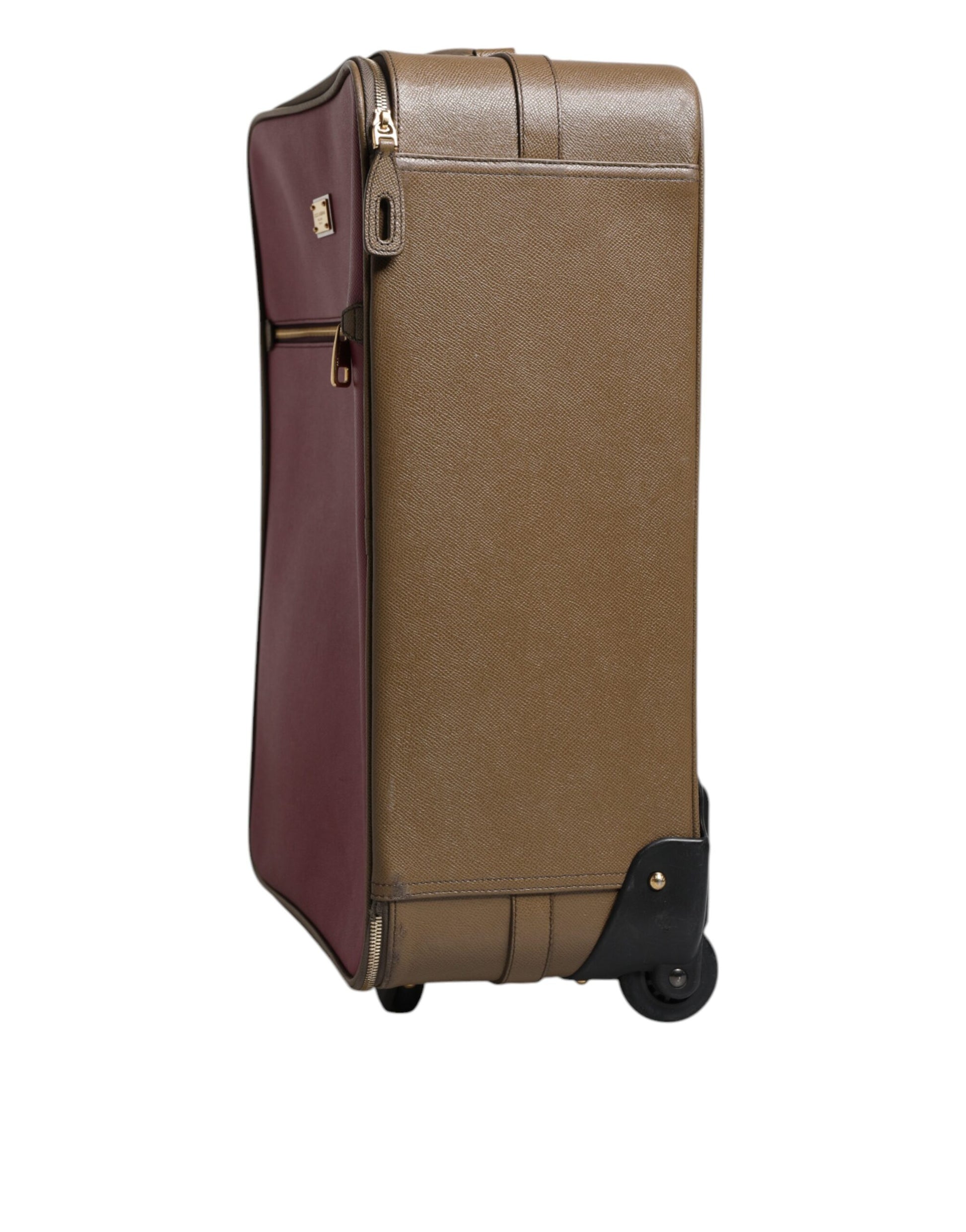 Dolce &amp; Gabbana Fuchsia Khaki Leder Trolley Reisetasche mit Rädern