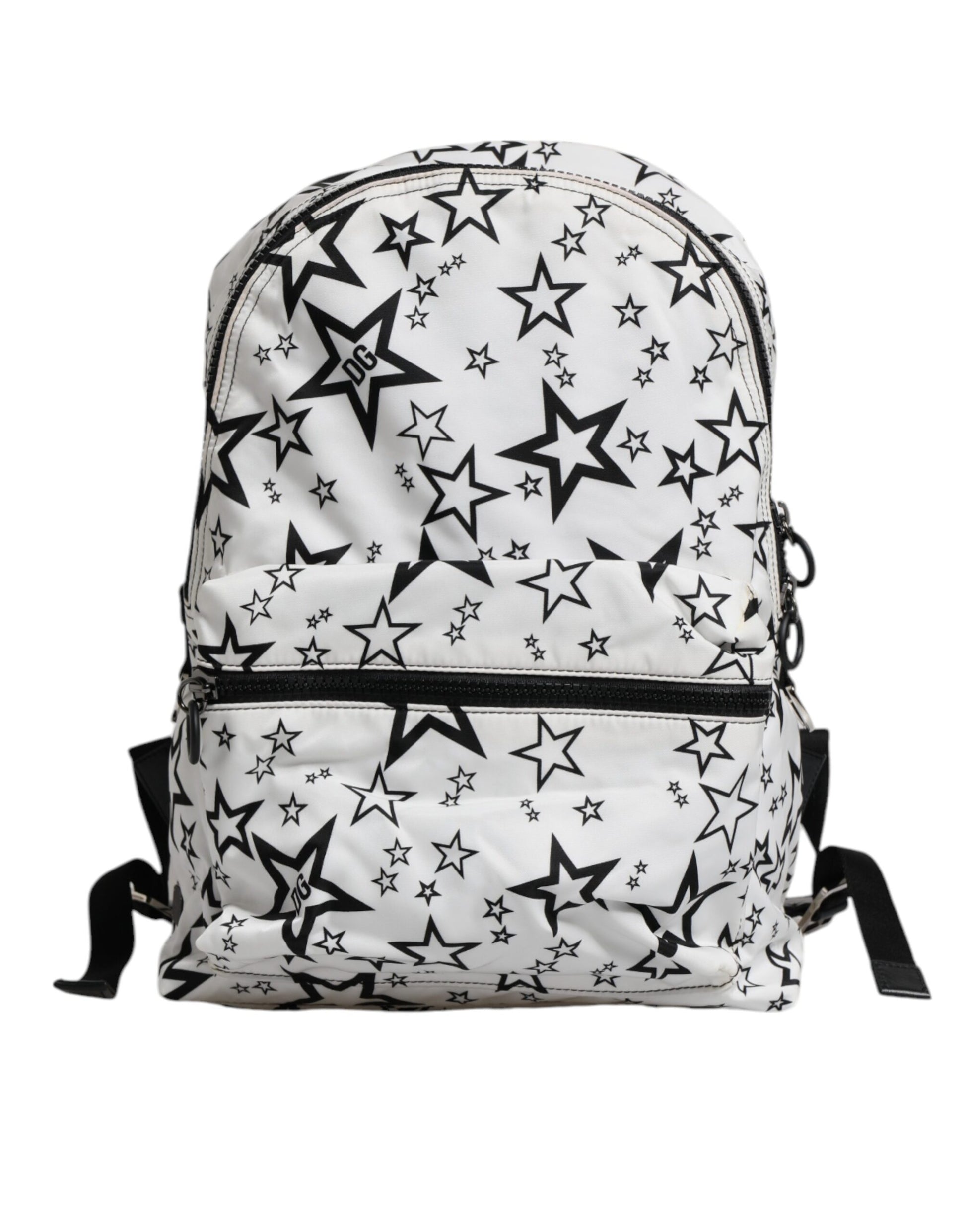 Dolce &amp; Gabbana, weißer Schulrucksack aus Nylon mit DG-Sternen-Print