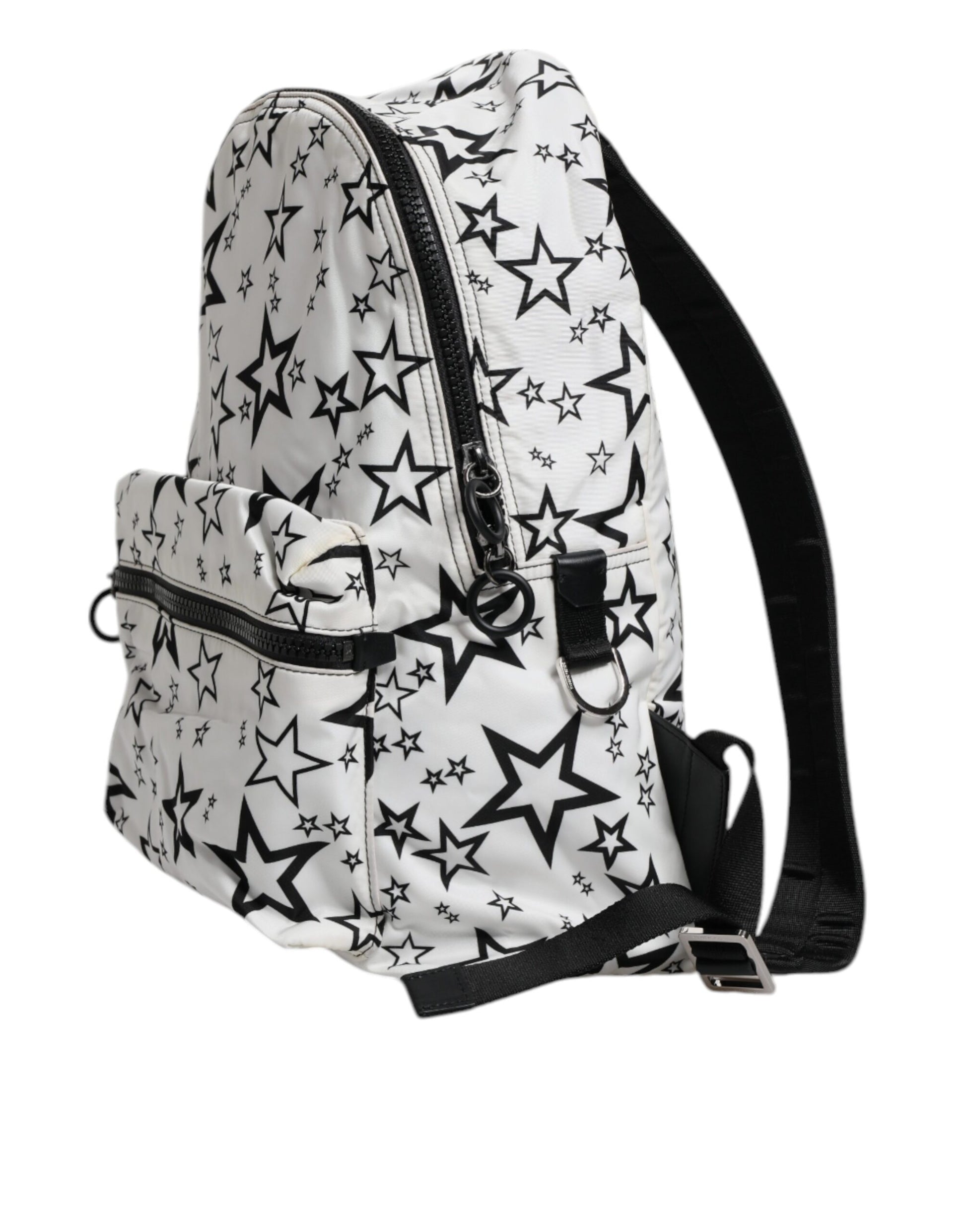 Dolce &amp; Gabbana, weißer Schulrucksack aus Nylon mit DG-Sternen-Print