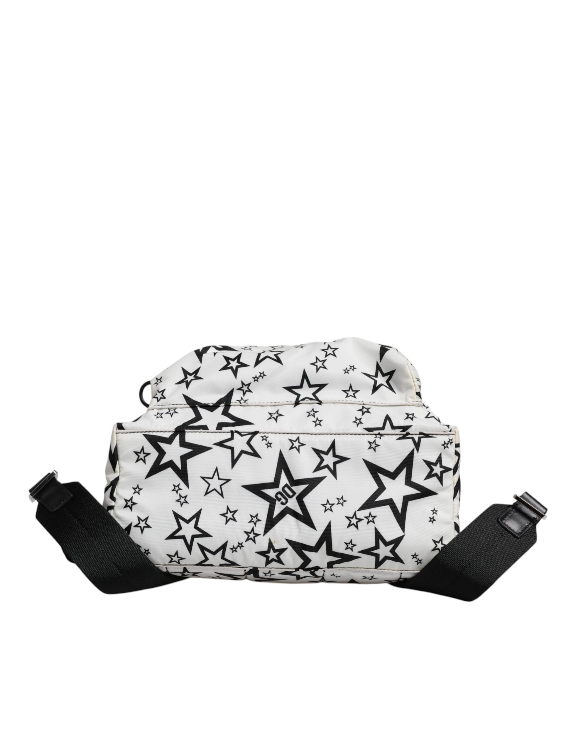 Dolce &amp; Gabbana, weißer Schulrucksack aus Nylon mit DG-Sternen-Print