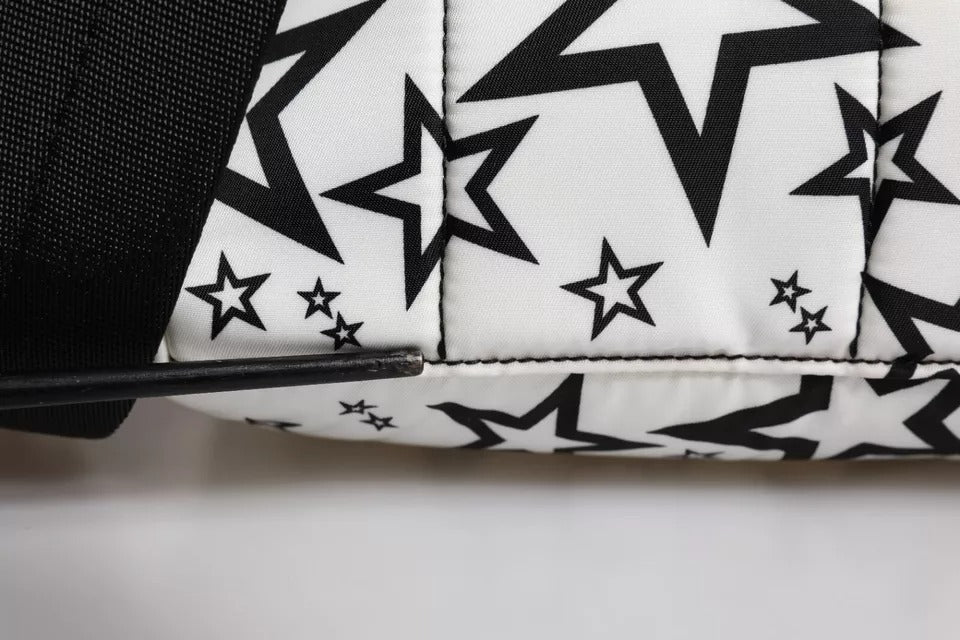 Dolce &amp; Gabbana, weißer Schulrucksack aus Nylon mit DG-Sternen-Print