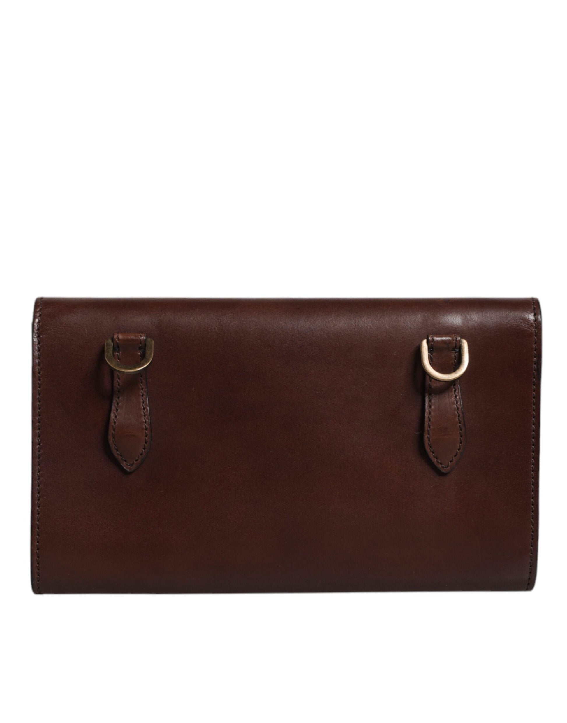 Dolce & Gabbana Brown Leather Logo Embossed Crossbody Bag