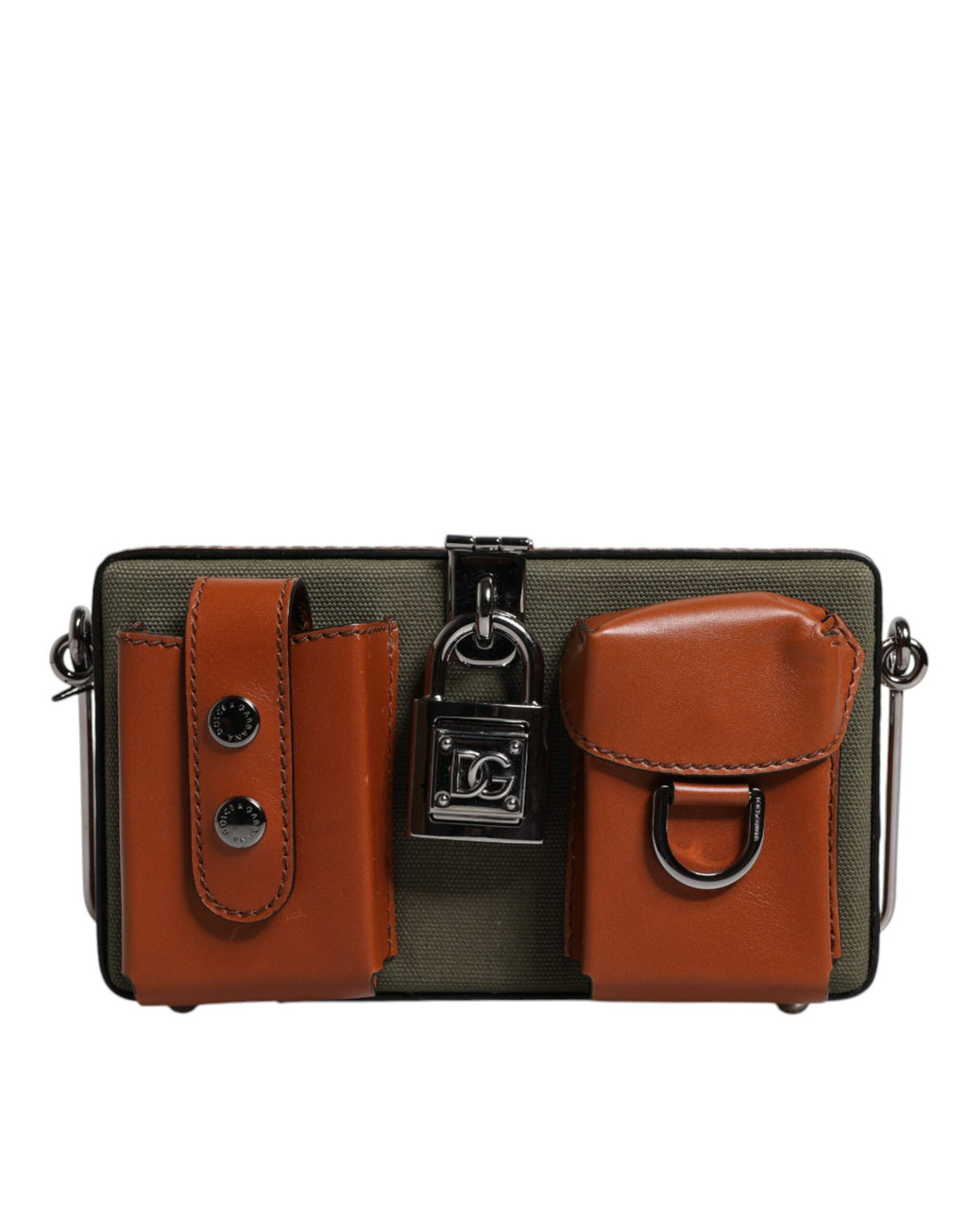 Dolce &amp; Gabbana Clutch aus grünem und braunem Leder