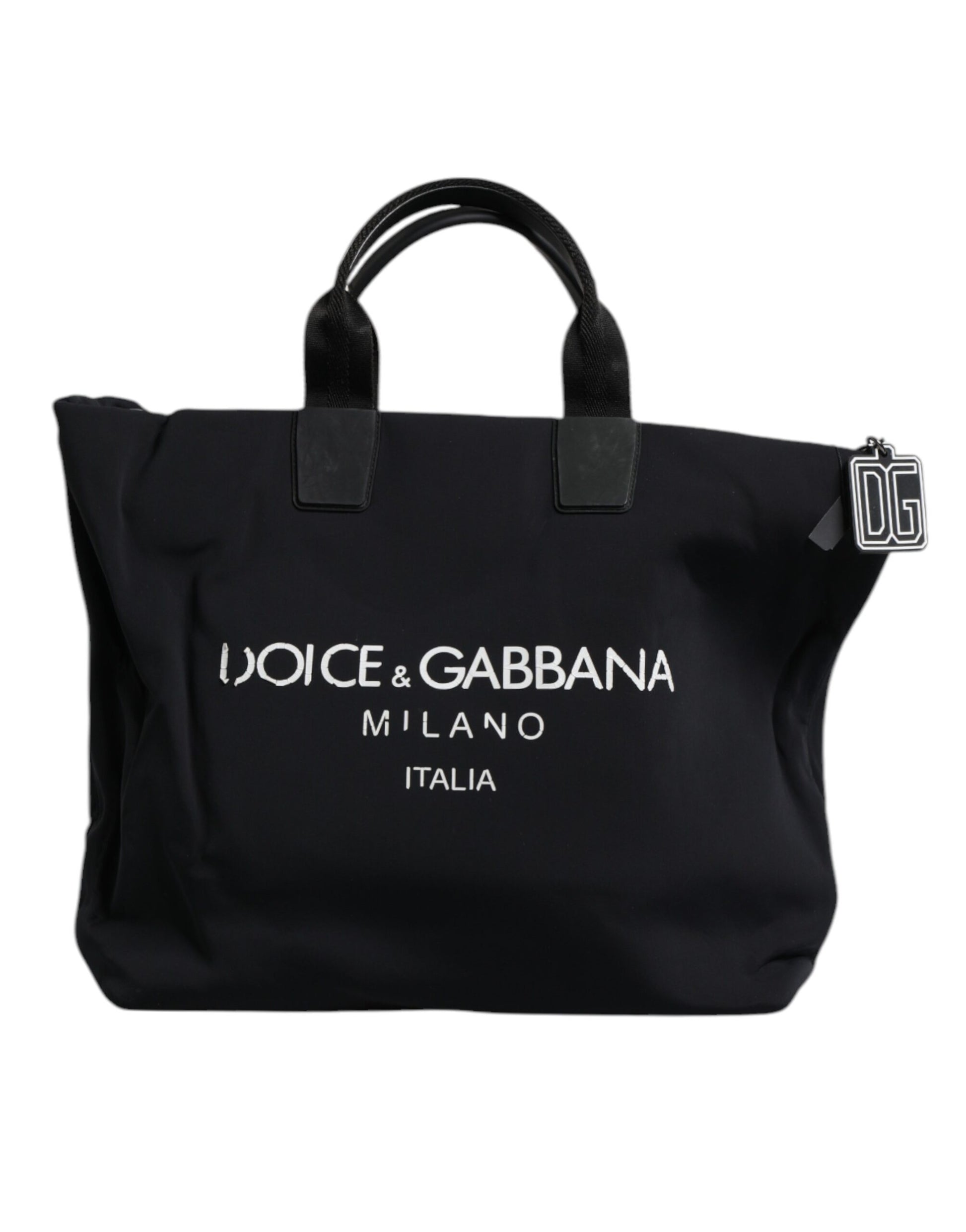 Dolce &amp; Gabbana Schwarze Canvas-Einkaufstasche mit DG-Logo für Damen