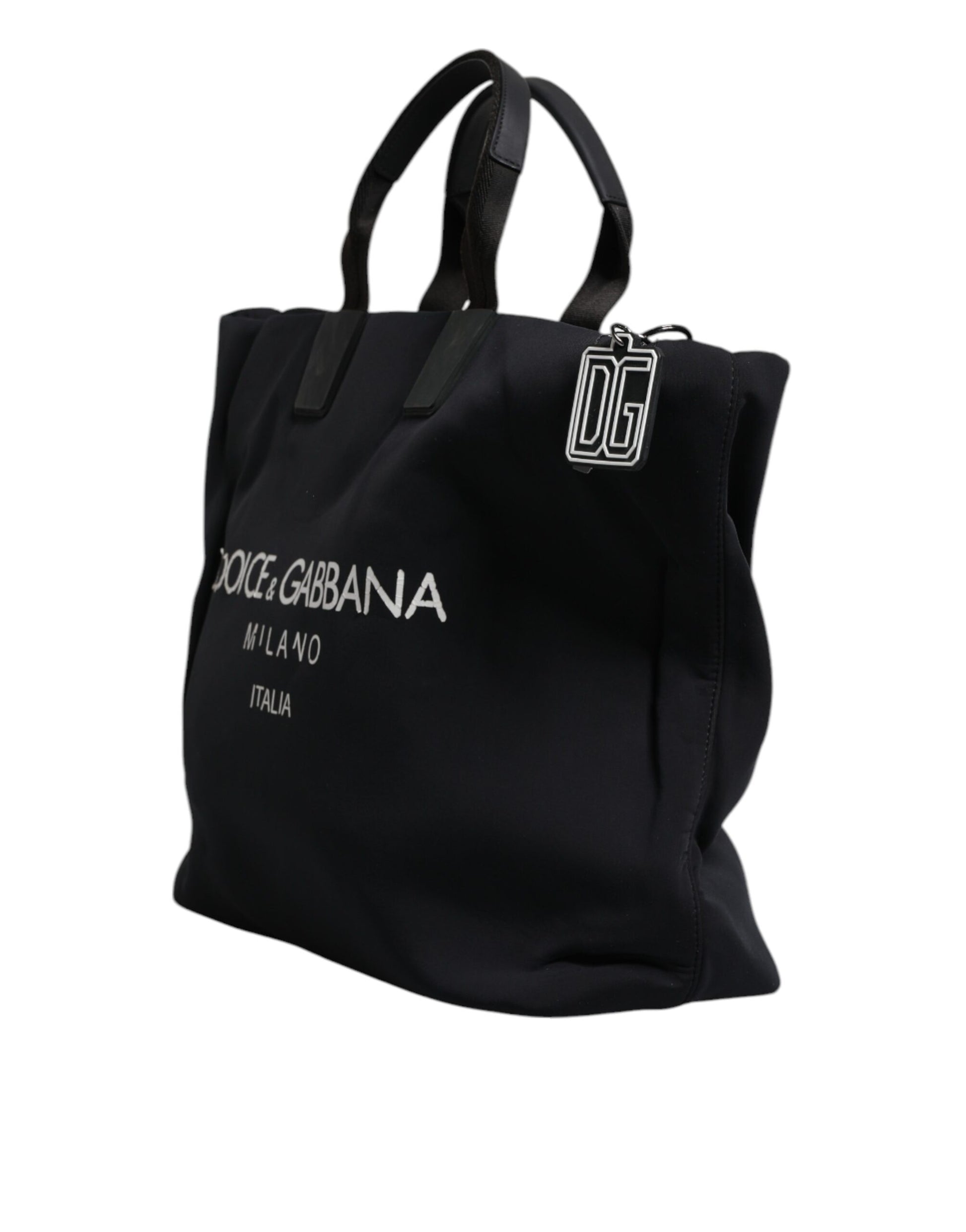 Dolce &amp; Gabbana Schwarze Canvas-Einkaufstasche mit DG-Logo für Damen