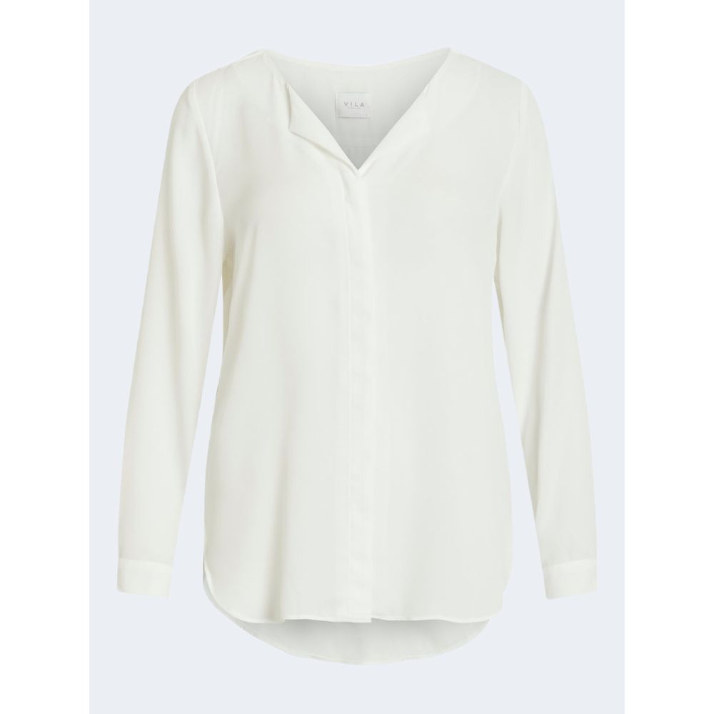 Vila Clothes Cremefarbenes Polyesterhemd