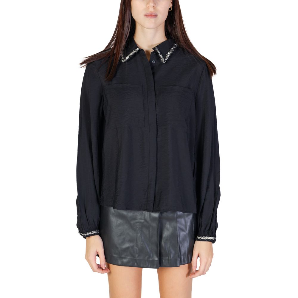 Vila Clothes – Schwarzes Viskosehemd