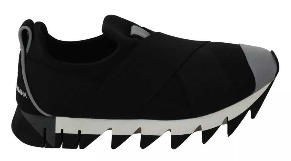Dolce &amp; Gabbana – Schwarze Hai-Sneakers aus Neopren mit Stretch