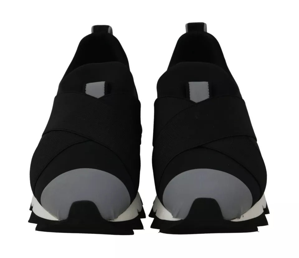 Dolce &amp; Gabbana – Schwarze Hai-Sneakers aus Neopren mit Stretch
