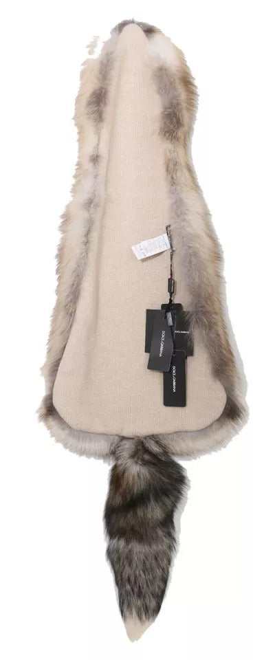 Dolce &amp; Gabbana Brauner Fuchsschwanz-Pelzschal-Halswickel-Abdeckungskragenschal