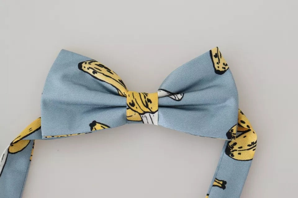 Dolce &amp; Gabbana Hellblaue Fliege aus Seide mit Bananenprint für Herren