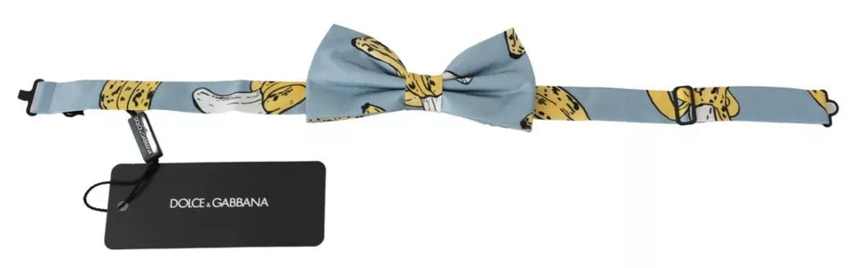 Dolce &amp; Gabbana Hellblaue Fliege aus Seide mit Bananenprint für Herren