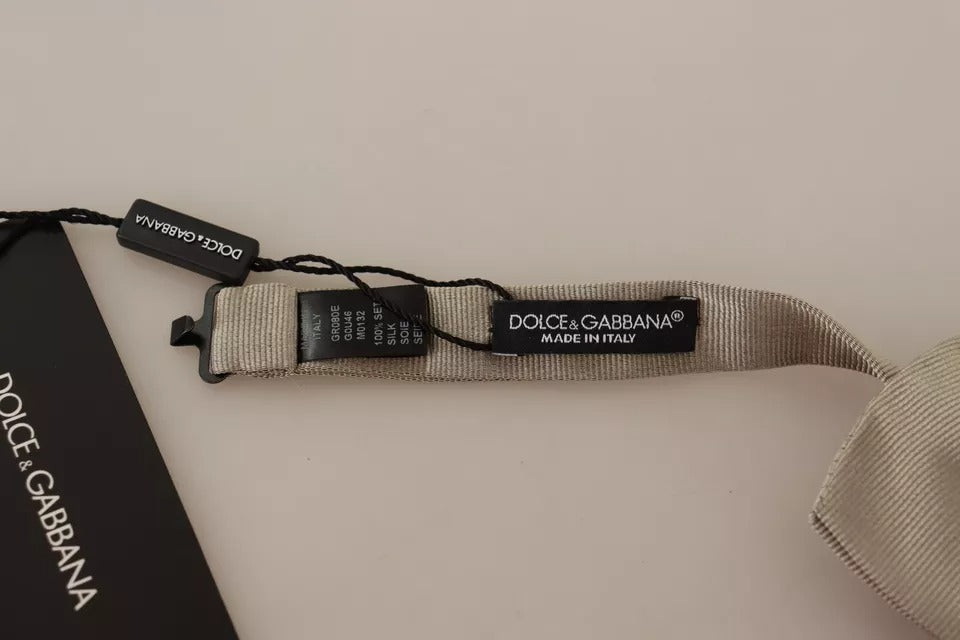 Dolce &amp; Gabbana Silbergraue verstellbare Seidenfliege