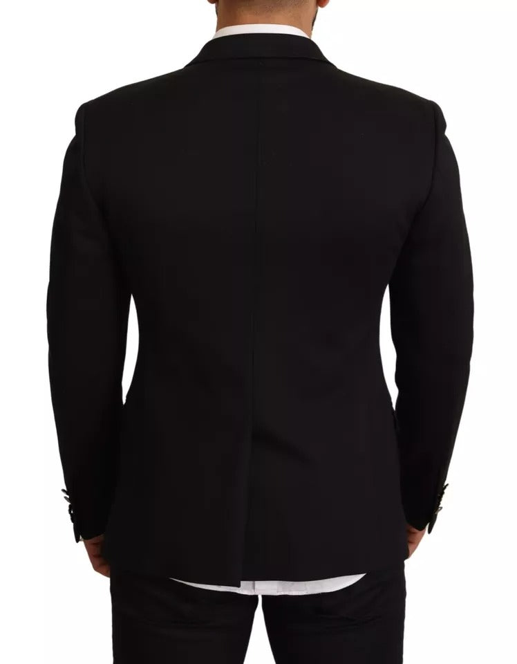 Dolce &amp; Gabbana – Schwarzer Slim Fit-Manteljacken-Blazer aus Baumwolle