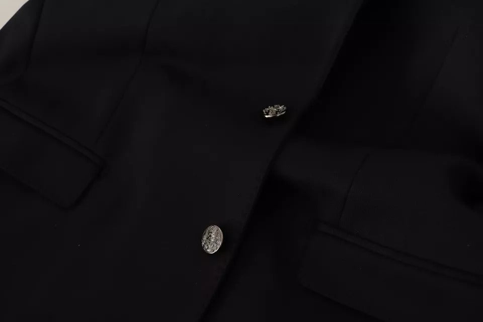 Dolce &amp; Gabbana – Schwarzer Slim Fit-Manteljacken-Blazer aus Baumwolle