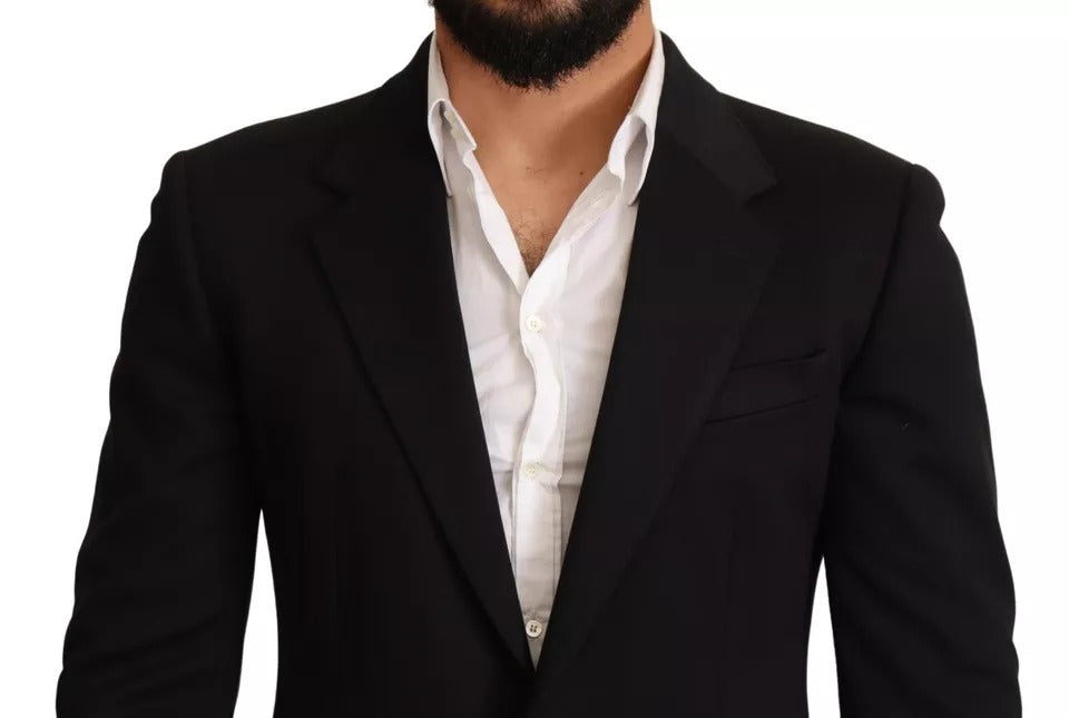 Dolce &amp; Gabbana – Schwarzer Slim Fit-Manteljacken-Blazer aus Baumwolle