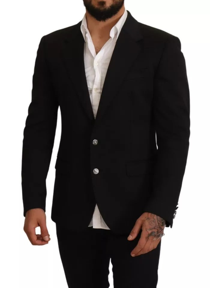 Dolce &amp; Gabbana – Schwarzer Slim Fit-Manteljacken-Blazer aus Baumwolle
