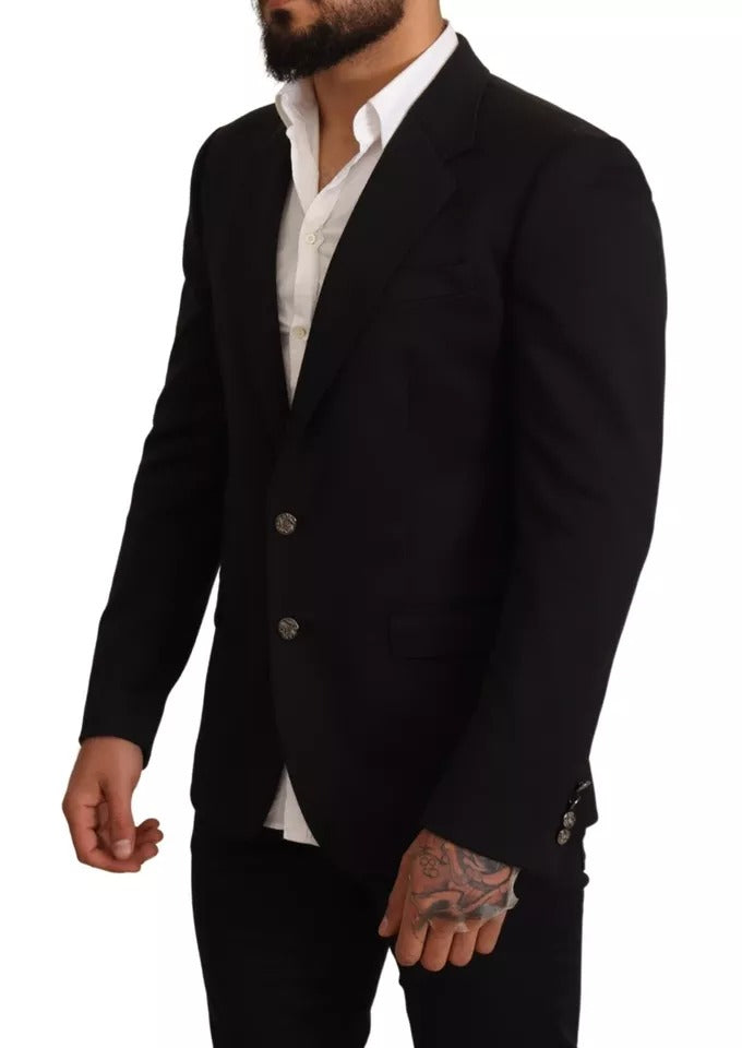 Dolce &amp; Gabbana – Schwarzer Slim Fit-Manteljacken-Blazer aus Baumwolle