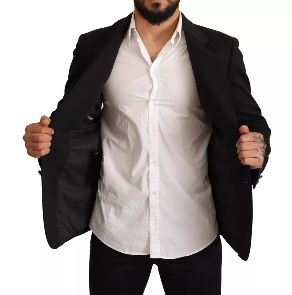 Dolce &amp; Gabbana – Schwarzer Slim Fit-Manteljacken-Blazer aus Baumwolle