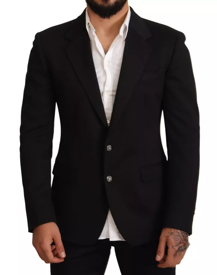 Dolce &amp; Gabbana – Schwarzer Slim Fit-Manteljacken-Blazer aus Baumwolle