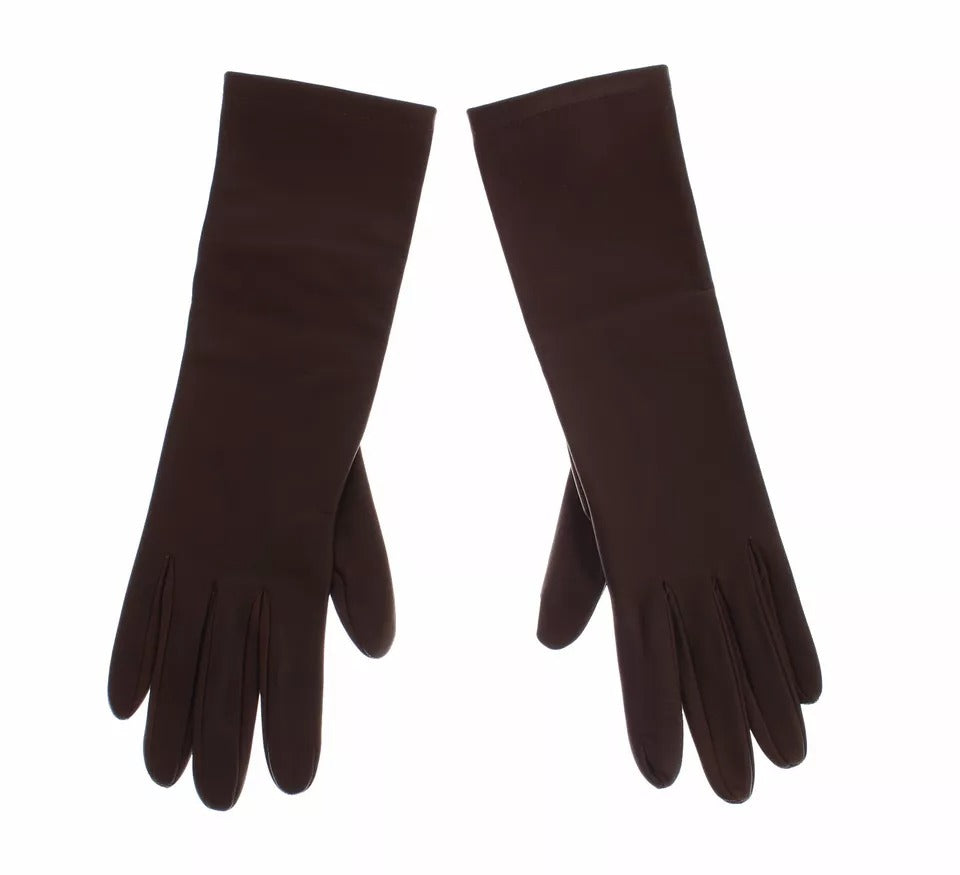 Dolce &amp; Gabbana – Schmale Lederhandschuhe für Damen in Braun