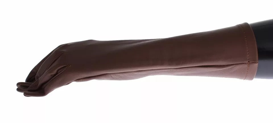 Dolce &amp; Gabbana – Schmale Lederhandschuhe für Damen in Braun